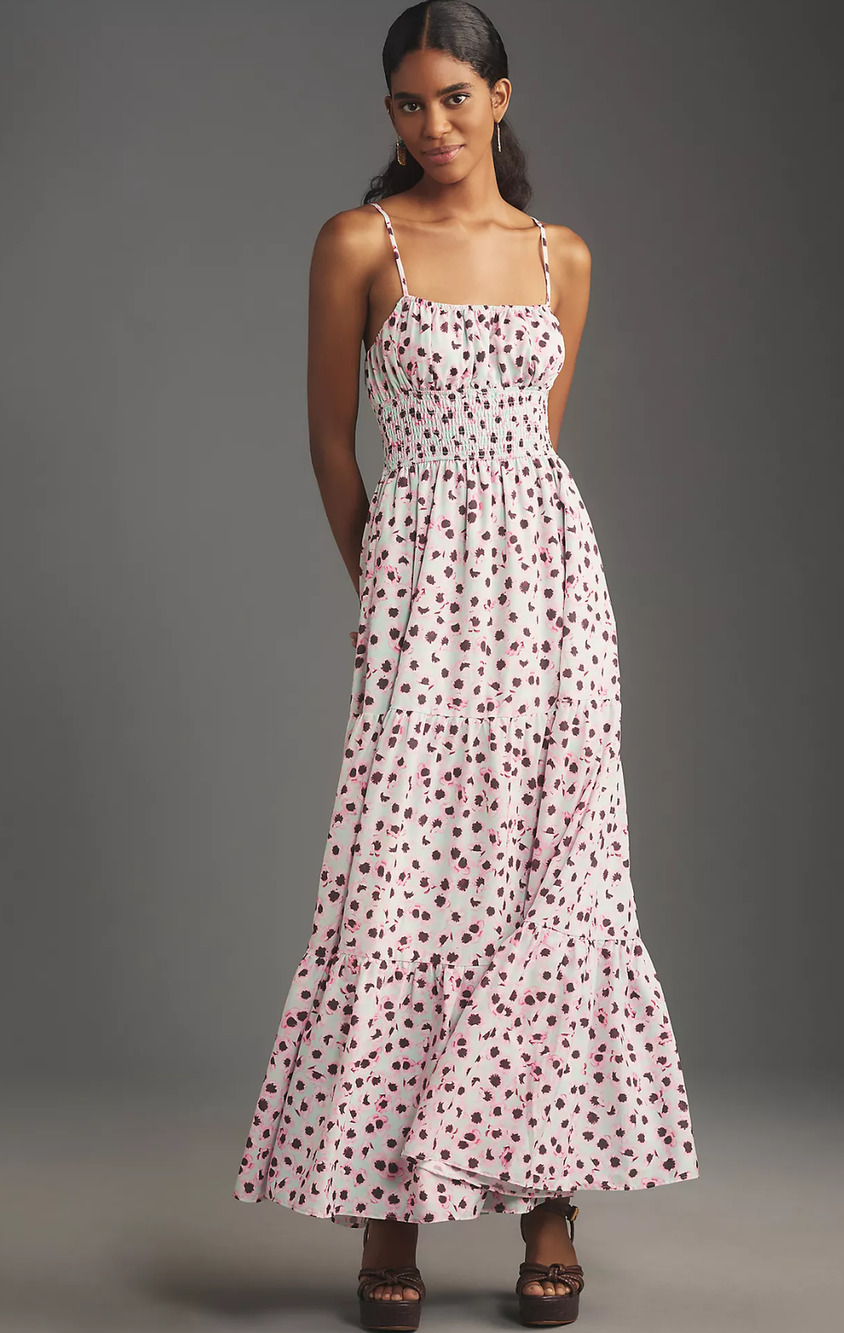 NWT Anthropologie Hutch Square-Neck A-Line Floral Maxi Dress - M Petite